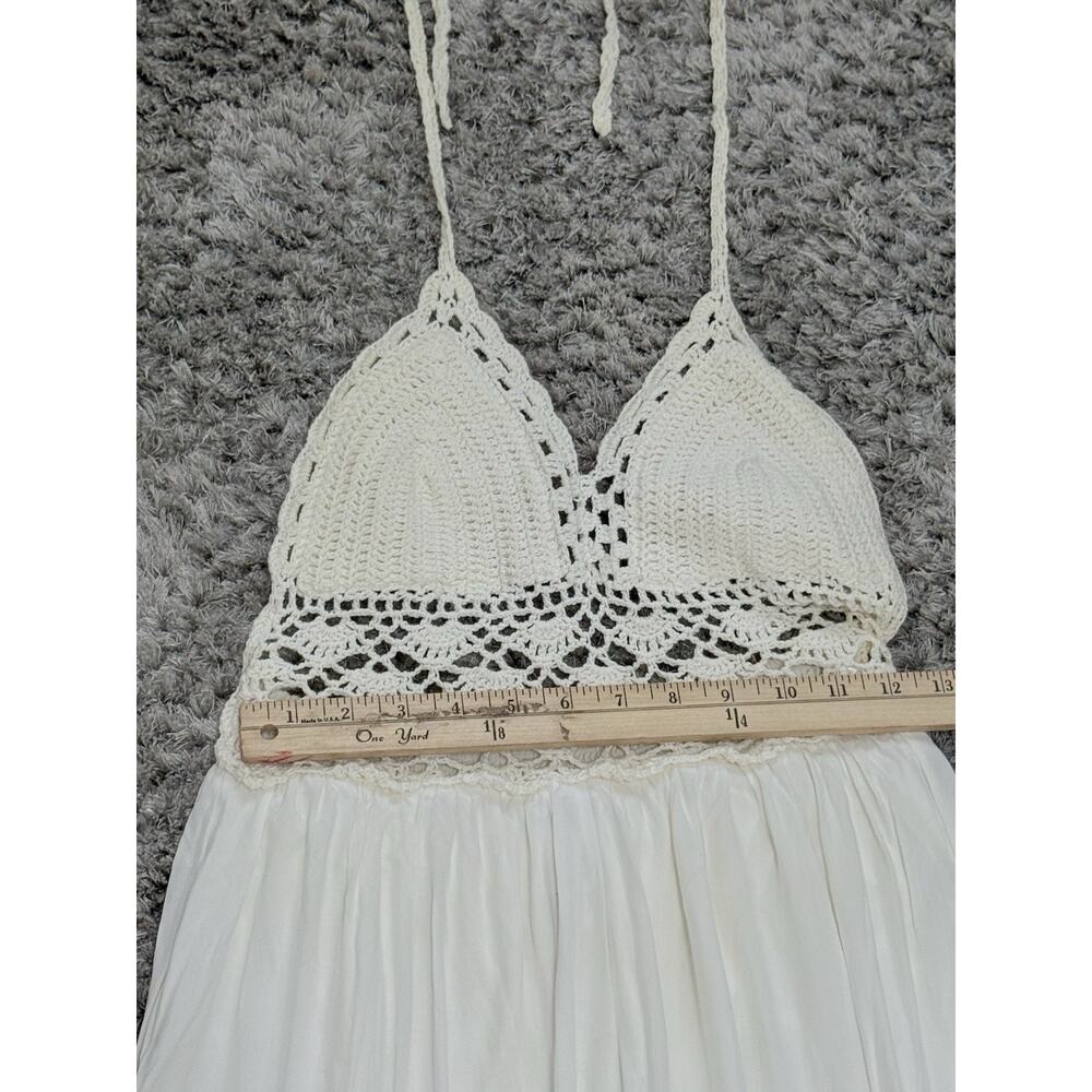 Lilbetter Womens Ivory Crochet Halter Maxi Dress Boho Beach Resort Vacation S - Picture 12 of 14